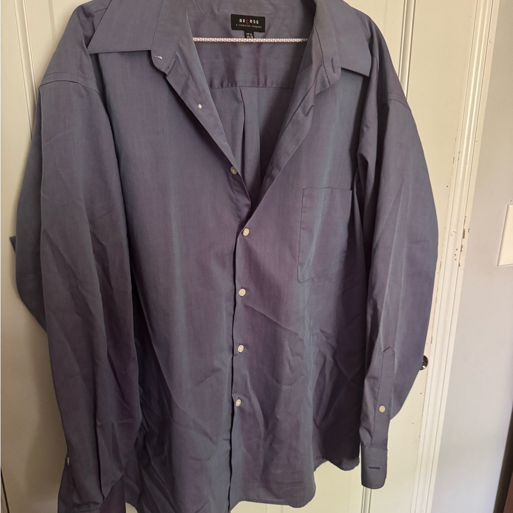 Axcess Gray/ Purple Casual Button Down Shirt Relaxed Fit